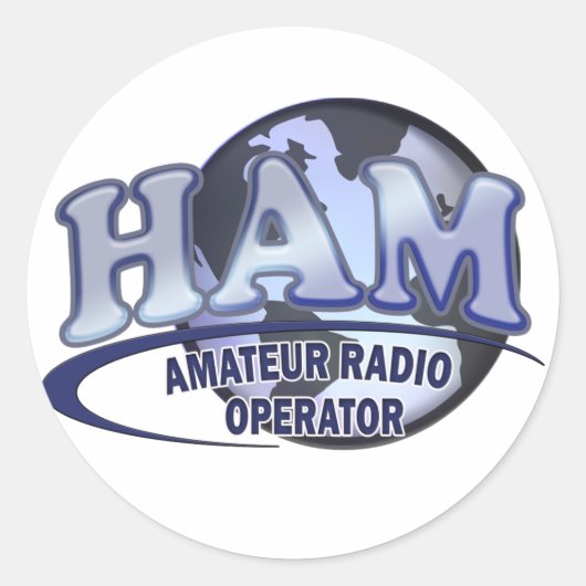 HAM WORLD LOGO Amateur Radio Ronde Sticker (Voorkant)
