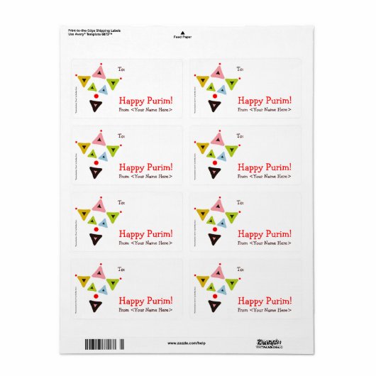 "Hamantaschen Clown" Mishloach Manot Labels (Full Sheet)