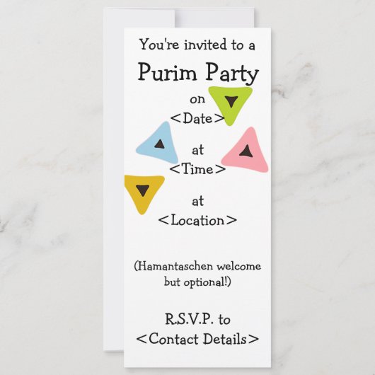 Hamantaschen Clowns Purim Party Invitation Kaart (Achterkant)