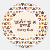 Hamantaschen Hebreeuws een Freilichen Purim Sticke Ronde Sticker (Voorkant)