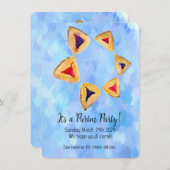 Hamantaschen Star Purim Party Uitnodigingsbijlage Informatiekaartje (Voorkant / Achterkant)