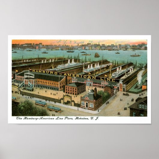 Hamburg America Line Piers Poster (Voorkant)