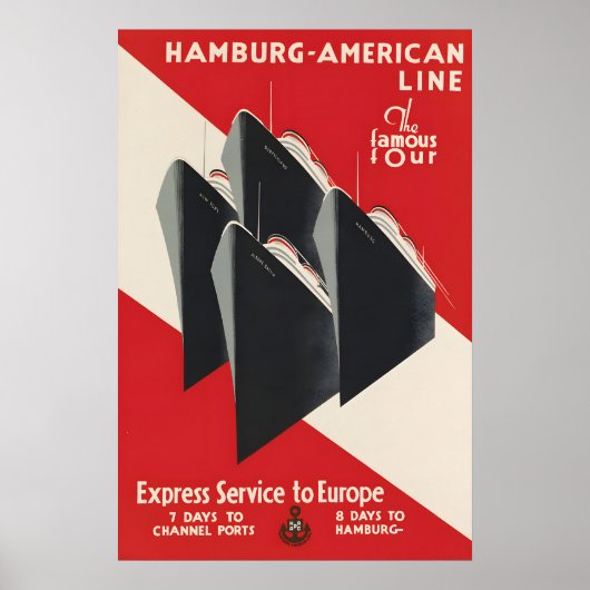 Hamburg American Line Poster Express Diensten naar (Voorkant)