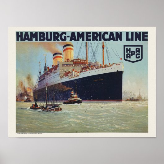 Hamburg-American Line Vintage Poster 1925 (Voorkant)