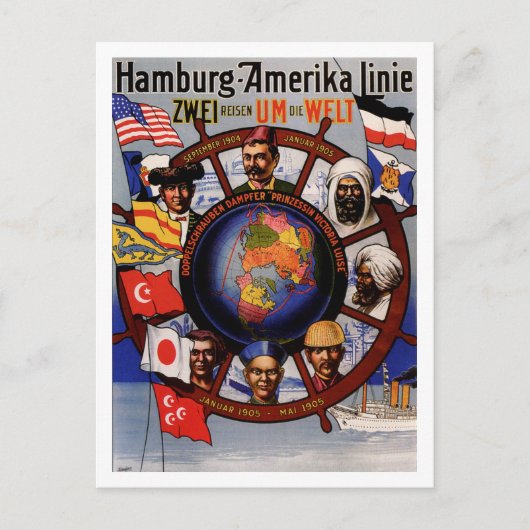  Hamburg Amerika in de wereld 1905 Briefkaart (Voorkant)