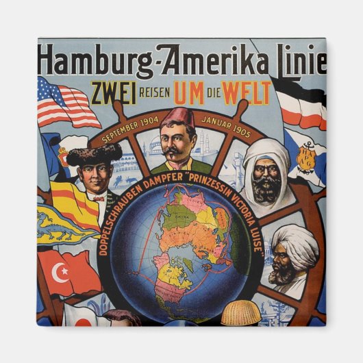 Hamburg Amerika Line Poster Magneet (Voorkant)