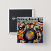 Hamburg Amerika Line Poster Vierkante Button 5,1 Cm (Voorkant /achterkant)