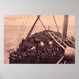 Hamburg Amerika Linie, Auswanderer Emigrants 1910 Poster