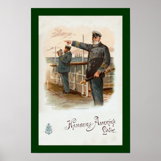 Hamburg-Amerika ~ SS Waldersee ~ Scheepsofficieren Poster (Voorkant)