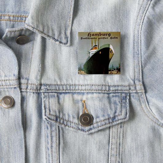 Hamburg-Amerika Vierkante Button 5,1 Cm (In situ)