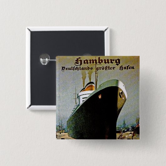 Hamburg-Amerika Vierkante Button 5,1 Cm (Voorkant /achterkant)