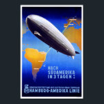 Hamburg-Amerikaans Poster voor Kunst Deco<br><div class="desc">Nach Südamerika in 3 Tagen! Zuid-Amerika over 3 dagen! Een Art Deco adverteren poster uit 1937 met de Graf Zeppelin en een kaart van de route van Friedrichshafen naar Buenos Aires. Dit afbeelding heeft een beeldverhouding van 2:3. Onze oude posters zijn de meest nauwgezet gerestaureerde posters op Zazzle.</div>