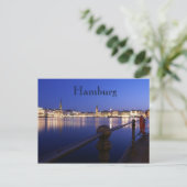 Hamburg Binnenalster blaue Stunde Postkarte Briefkaart (Staand voorkant)