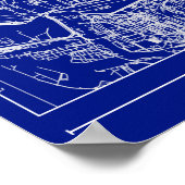 Hamburg Blauwdruk Stadkaart Poster Minimaal Wandde (Hoek)