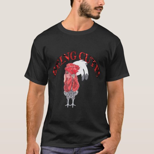 HAMBURG CHICKEN BEING CUTE T-SHIRT (Voorkant)
