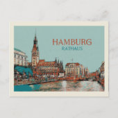 Hamburg City Hall District illustratie Briefkaart (Voorkant)