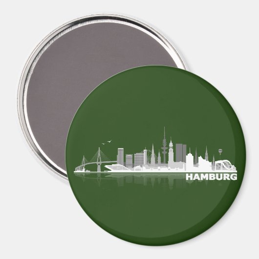 Hamburg City Skyline Magnet / kühlschrankmagnet (Voorkant / Achterkant)