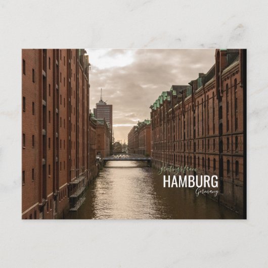 Hamburg City Speicherstadt Warehouses Harbour Feestdagenkaart (Voorkant)