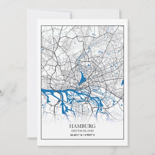 Hamburg Deutschland Duitsland City Map Coordinates Feestdagenkaart (Voorkant)