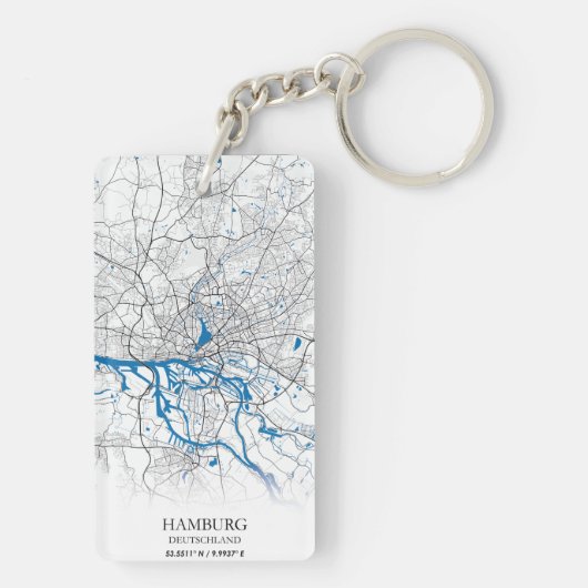 Hamburg Deutschland Duitsland City Map Coordinates Sleutelhanger (achterkant)