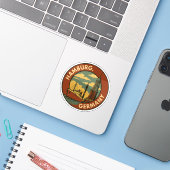 Hamburg Duitse havenstad Sticker (Laptop met iPhone)