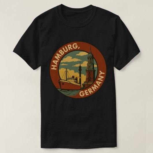 Hamburg Duitse havenstad T-shirt (Design voorkant)