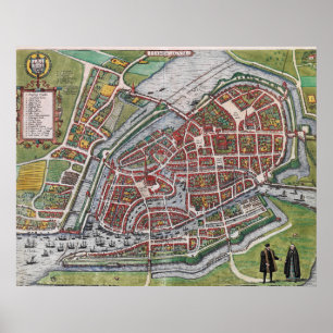 Hamburg Duitsland 1600-kaart Poster