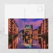 Hamburg, Duitsland bij nacht Briefkaart (Voorkant / Achterkant)