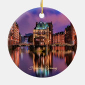 Hamburg, Duitsland bij nacht Keramisch Ornament (Achterkant)