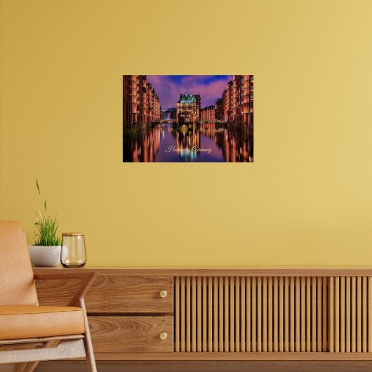 Hamburg, Duitsland bij nacht Poster (Woonkamer 2)