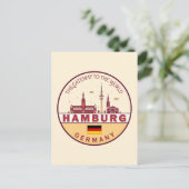 Hamburg Duitsland City Skyline Emblem Briefkaart (Staand voorkant)