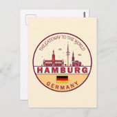 Hamburg Duitsland City Skyline Emblem Briefkaart (Voorkant / Achterkant)