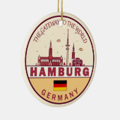 Hamburg Duitsland City Skyline Emblem Keramisch Ornament (Rechts)