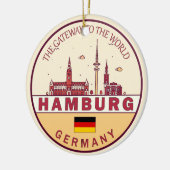 Hamburg Duitsland City Skyline Emblem Keramisch Ornament (Links)