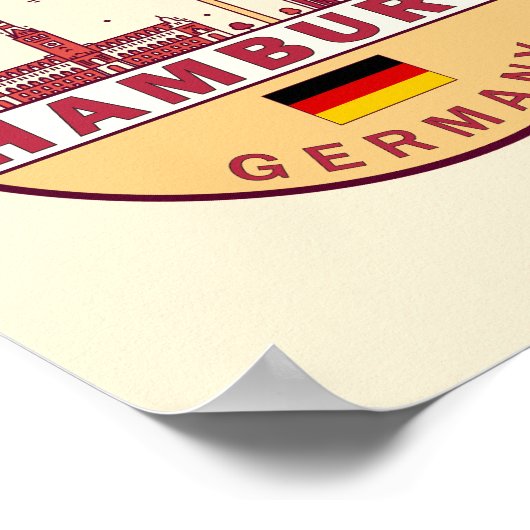 Hamburg Duitsland City Skyline Emblem Poster (Hoek)