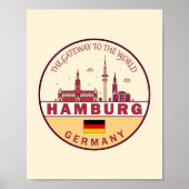 Hamburg Duitsland City Skyline Emblem Poster (Voorkant)