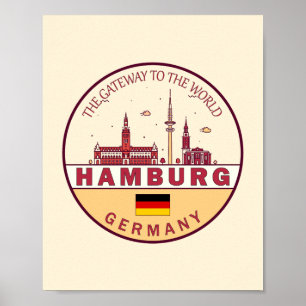 Hamburg Duitsland City Skyline Emblem Poster