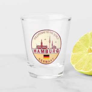 Hamburg Duitsland City Skyline Emblem Shot Glas