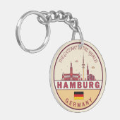 Hamburg Duitsland City Skyline Emblem Sleutelhanger (Voorkant Links)