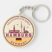 Hamburg Duitsland City Skyline Emblem Sleutelhanger (Achterkant)