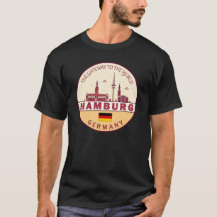 Hamburg Duitsland City Skyline Emblem T-shirt