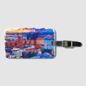 Hamburg Duitsland City Uitzicht Waterverf Bagagelabel (Voorkant (horizontaal))