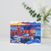 Hamburg Duitsland City Uitzicht Waterverf Briefkaart (Staand voorkant)