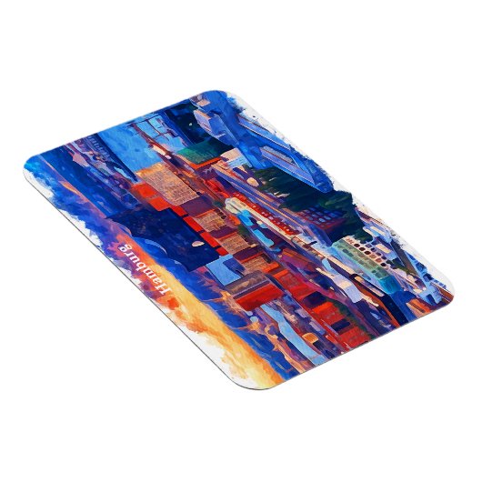 Hamburg Duitsland City Uitzicht Waterverf Magneet (Rechterzijde)