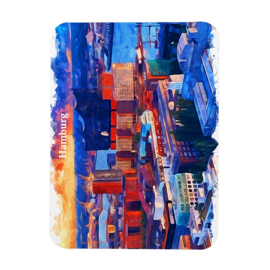 Hamburg Duitsland City Uitzicht Waterverf Magneet (Verticaal)