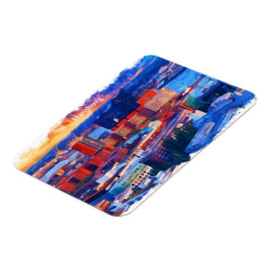 Hamburg Duitsland City Uitzicht Waterverf Magneet (Linkerzijde)