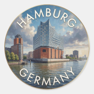 Hamburg Duitsland Elbphilharmonie Rivier Scène Ronde Sticker