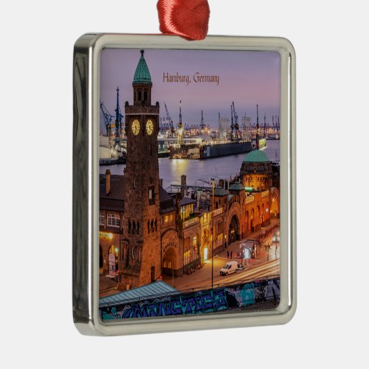 Hamburg Duitsland foto van cityscape Metalen Ornament (Rechts)