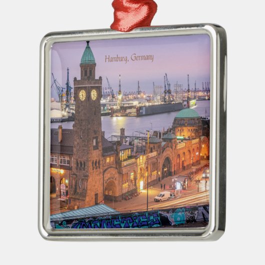 Hamburg Duitsland foto van cityscape Metalen Ornament (Links)