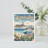 Hamburg Duitsland Kunst Vintage Reizen Illustratie Briefkaart (Staand voorkant)